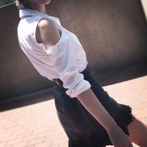 Leather Skirt With Stud Embellishment